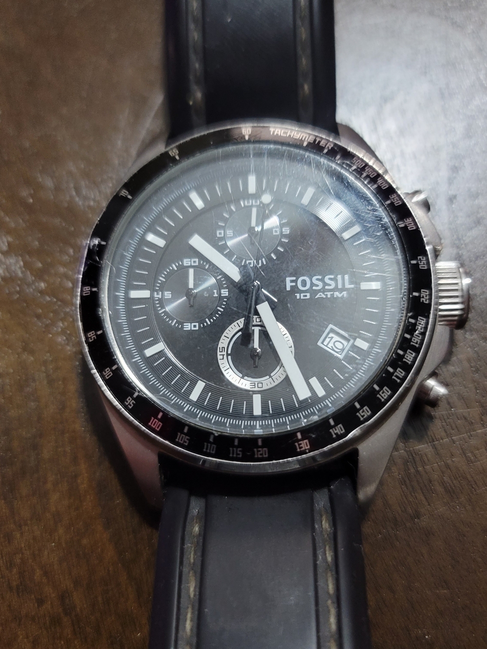 Fossil Men's Black Chronograph Watch - Black Dial & Strap